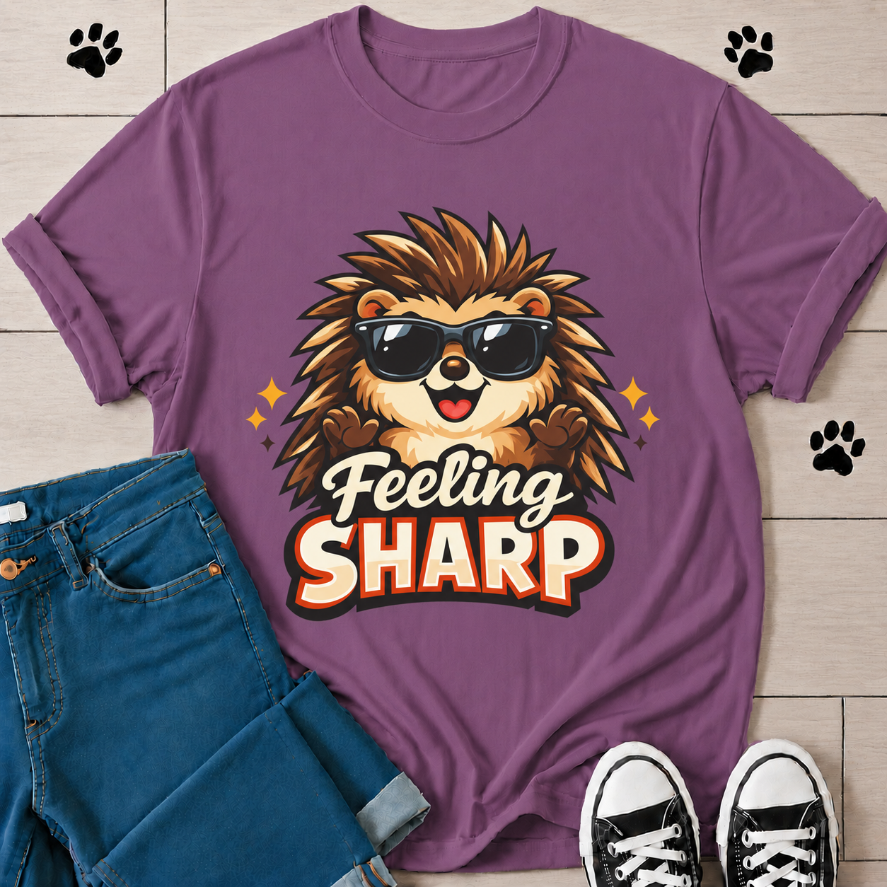 Feeling Sharp Hedgehog T-Shirt — Cute Sunglasses Animal Tee
