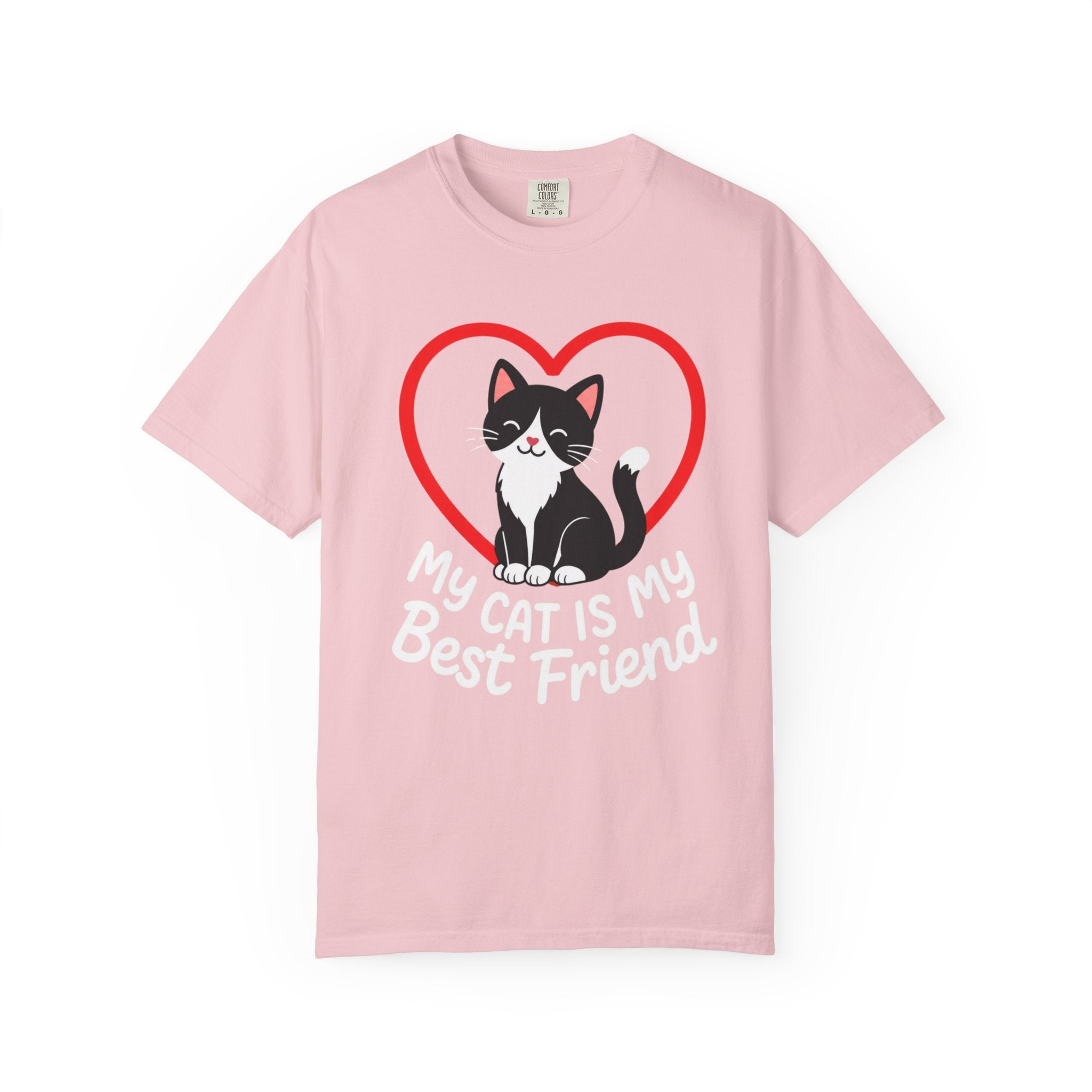 My Cat Is My Best Friend T-Shirt — Cute Black & White Cat Heart Graphic Tee