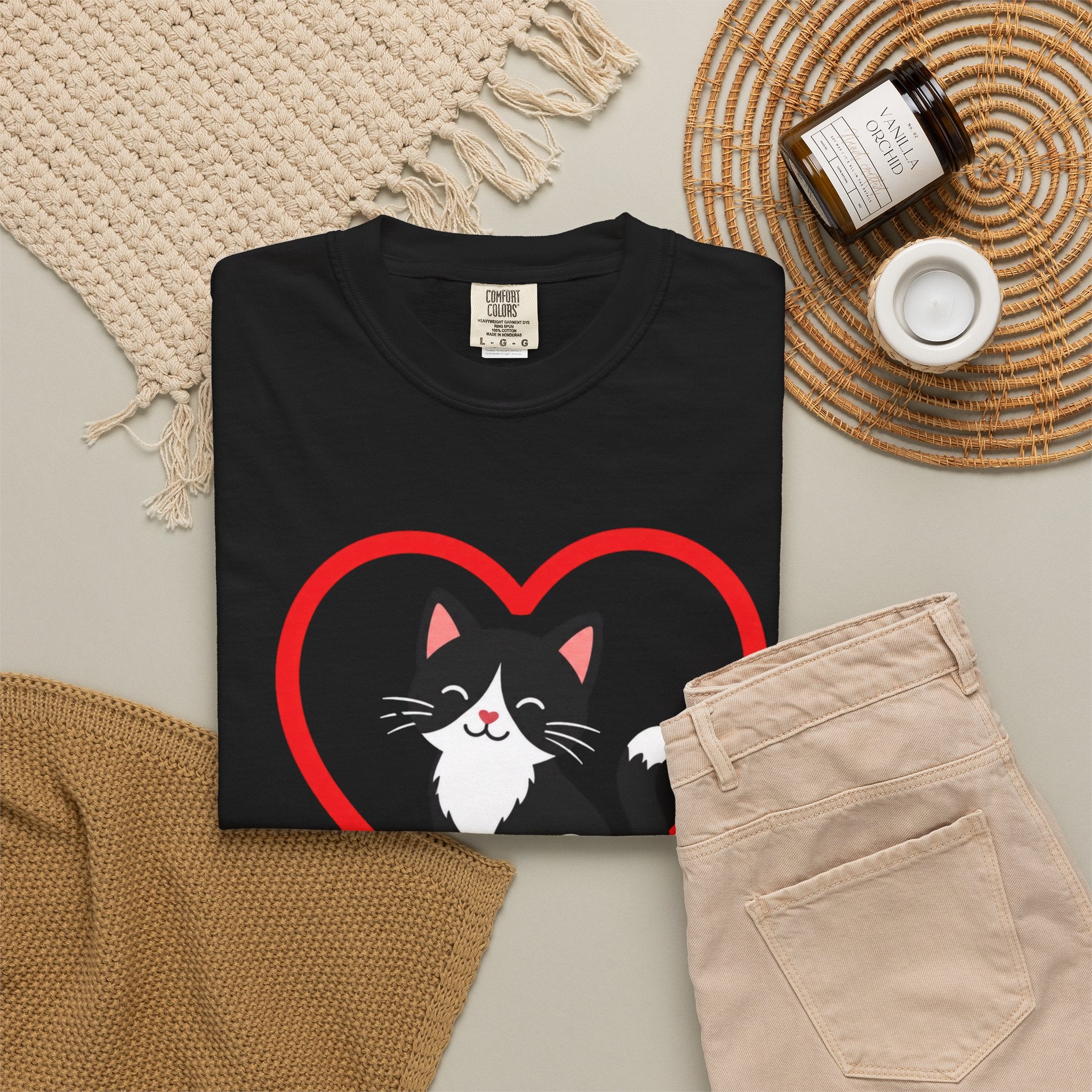 My Cat Is My Best Friend T-Shirt — Cute Black & White Cat Heart Graphic Tee