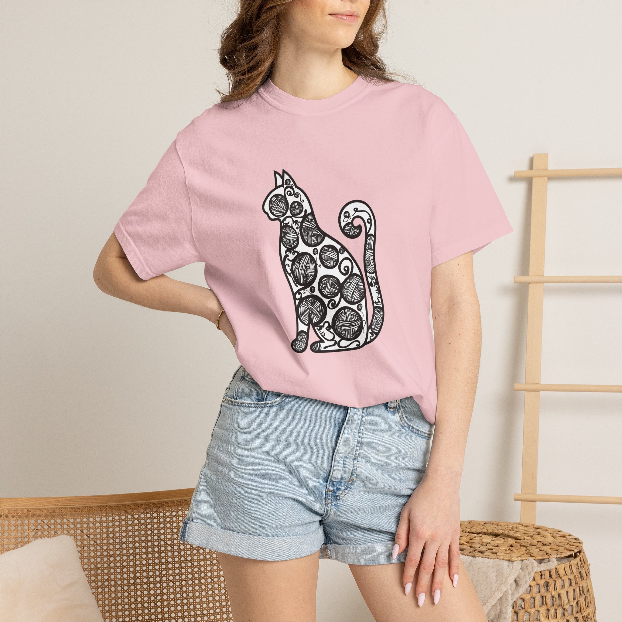 Curious Cat Doodle Art T-Shirt