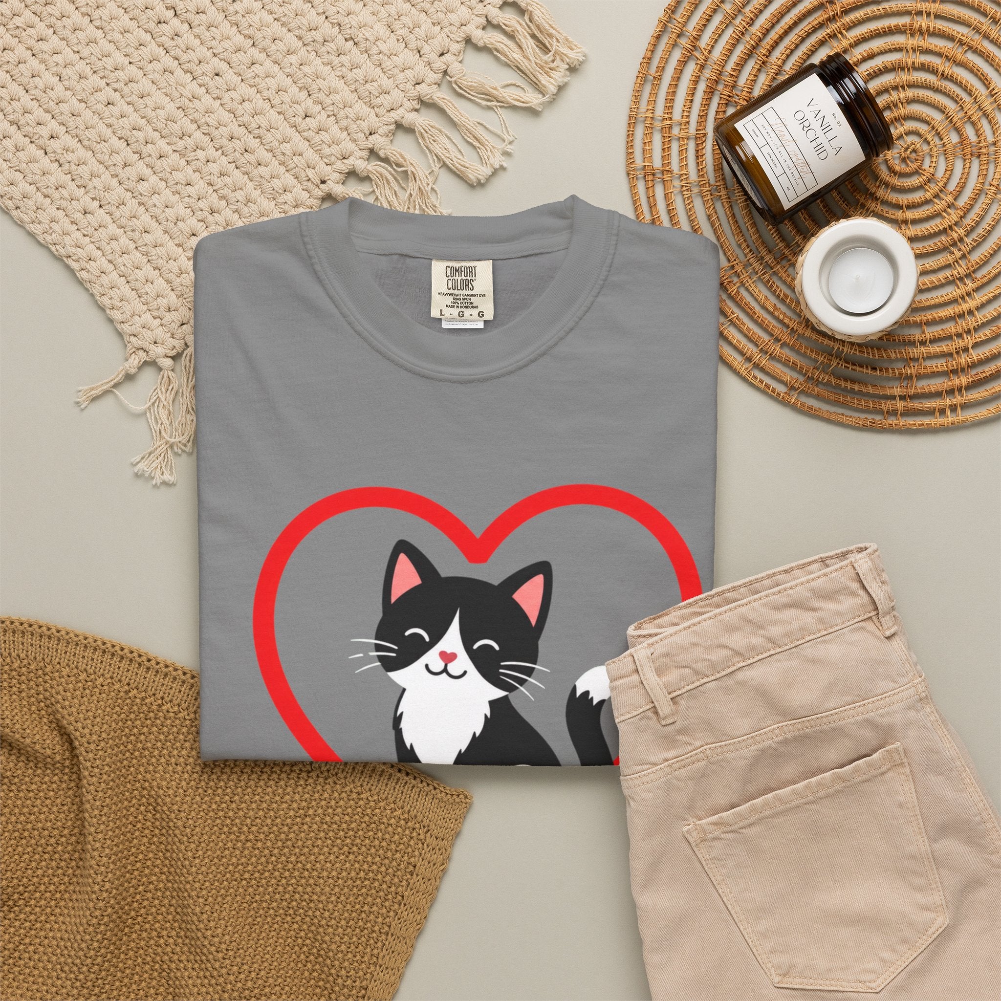 My Cat Is My Best Friend T-Shirt — Cute Black & White Cat Heart Graphic Tee