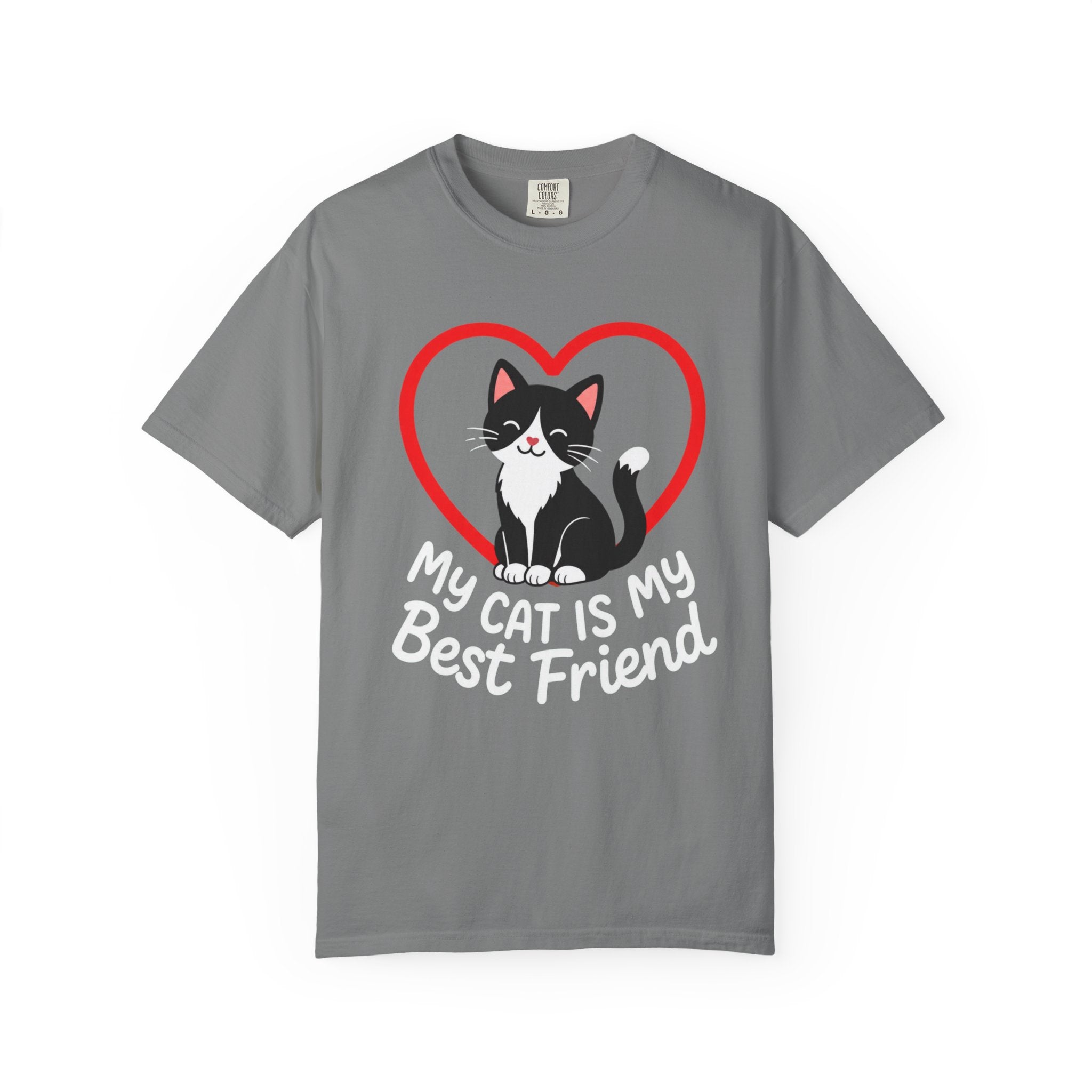 My Cat Is My Best Friend T-Shirt — Cute Black & White Cat Heart Graphic Tee