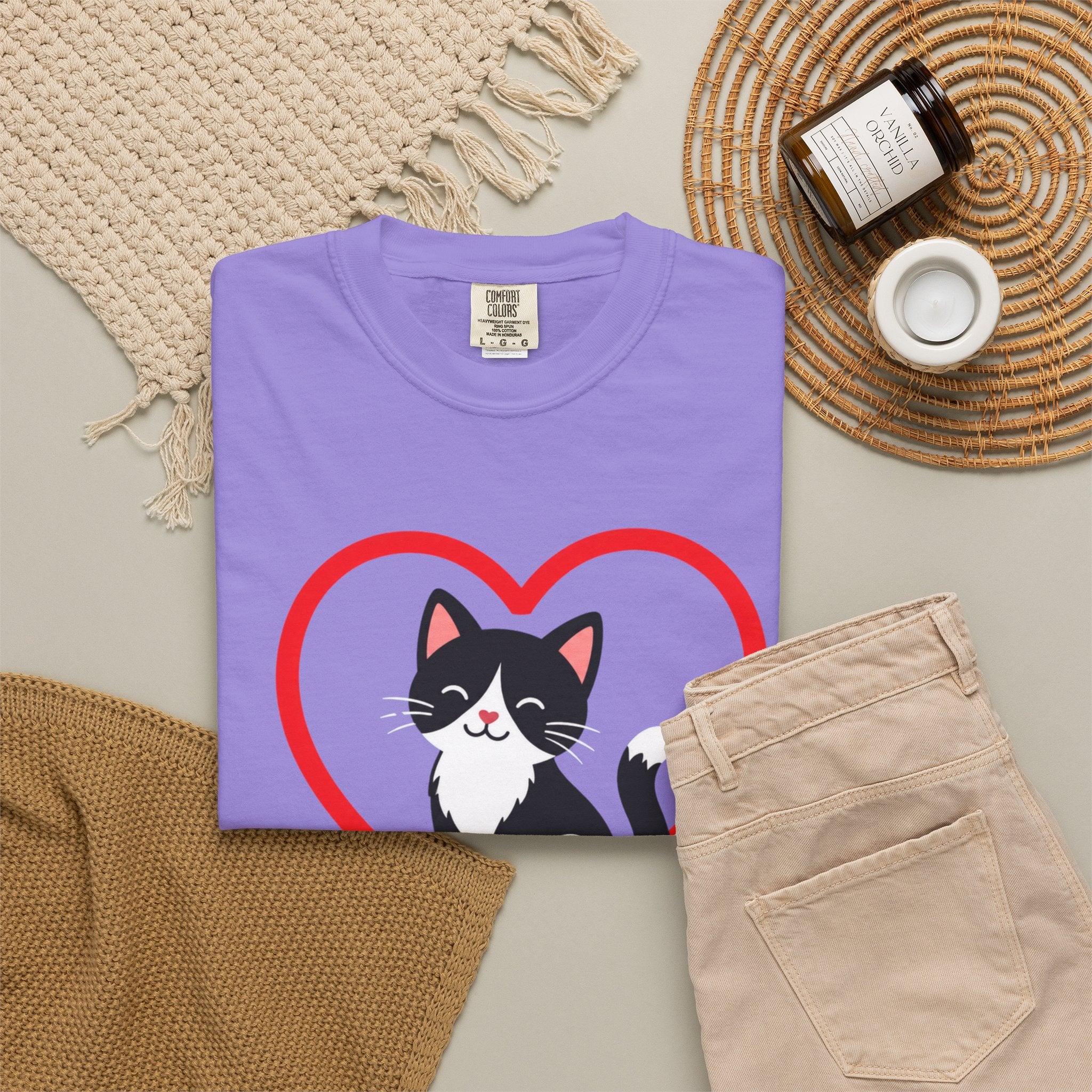 My Cat Is My Best Friend T-Shirt — Cute Black & White Cat Heart Graphic Tee