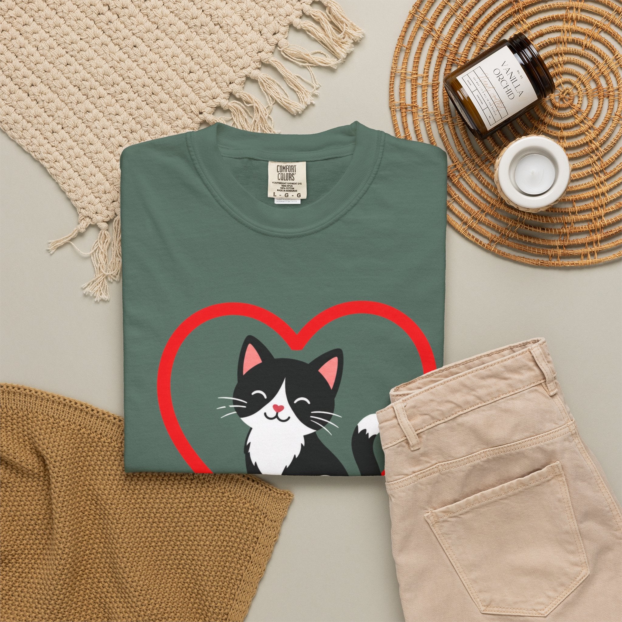 My Cat Is My Best Friend T-Shirt — Cute Black & White Cat Heart Graphic Tee