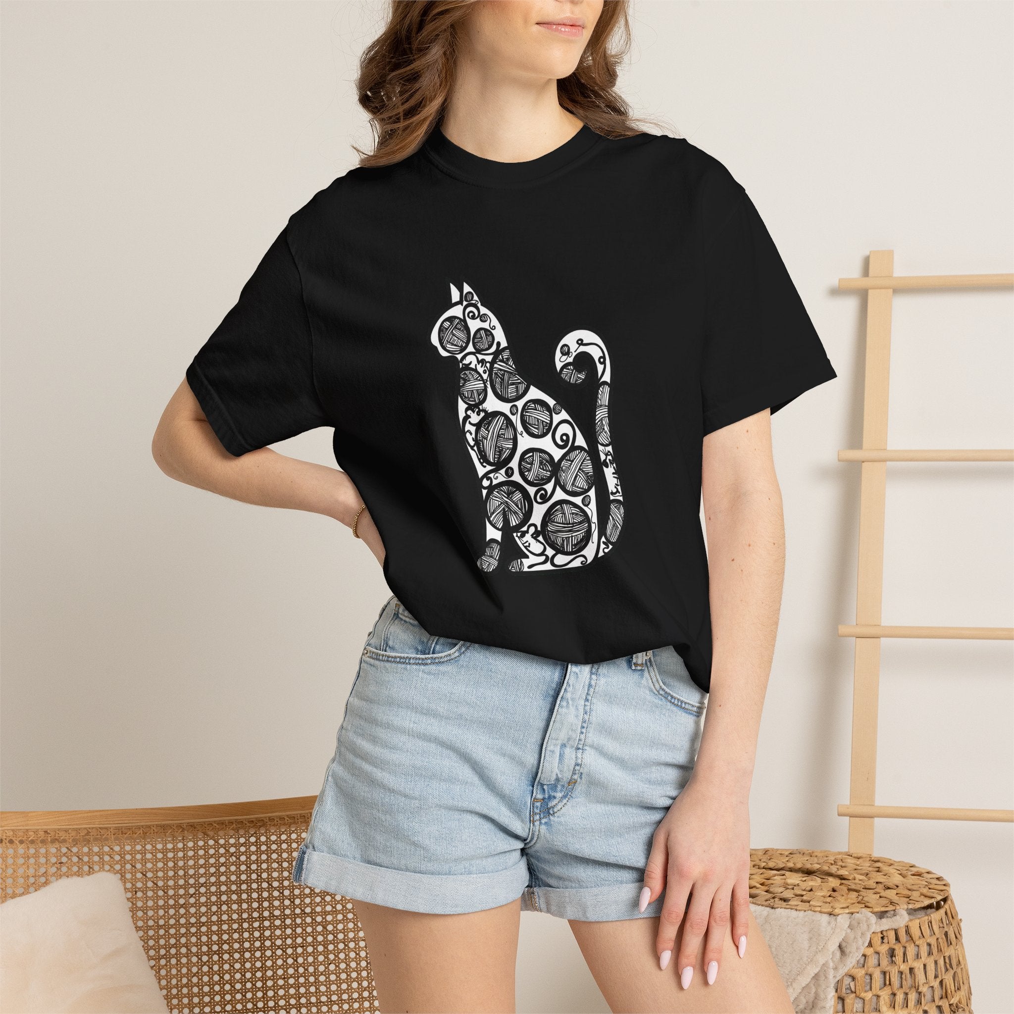 Curious Cat Doodle Art T-Shirt