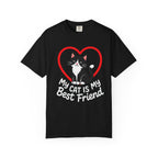 My Cat Is My Best Friend T-Shirt — Cute Black & White Cat Heart Graphic Tee