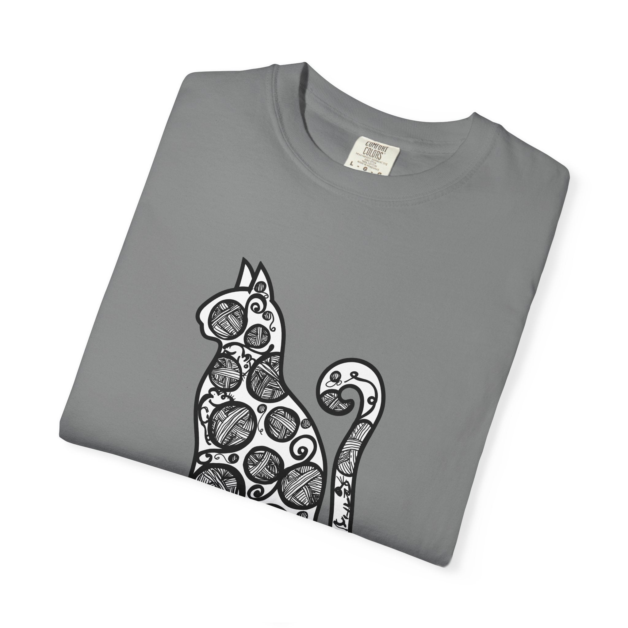 Curious Cat Doodle Art T-Shirt