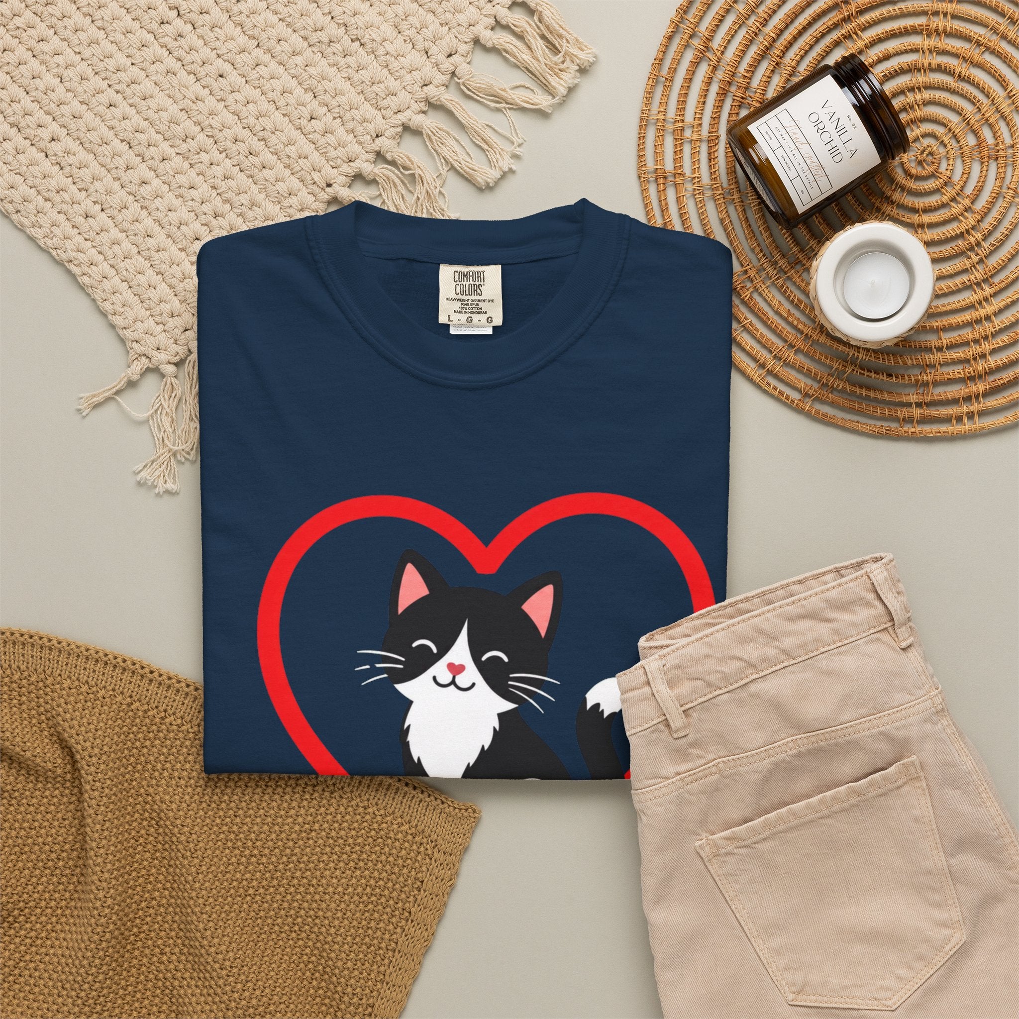 My Cat Is My Best Friend T-Shirt — Cute Black & White Cat Heart Graphic Tee