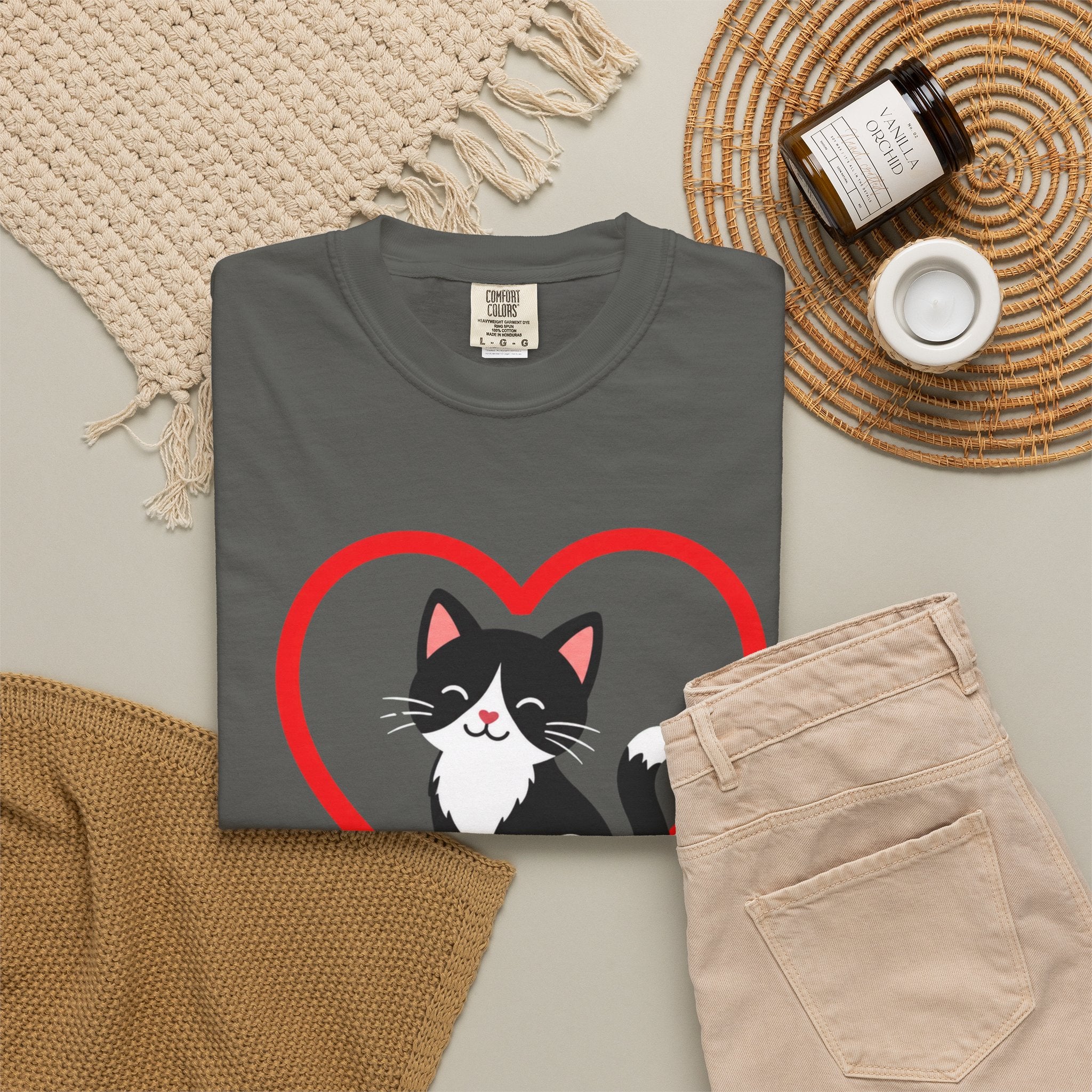 My Cat Is My Best Friend T-Shirt — Cute Black & White Cat Heart Graphic Tee