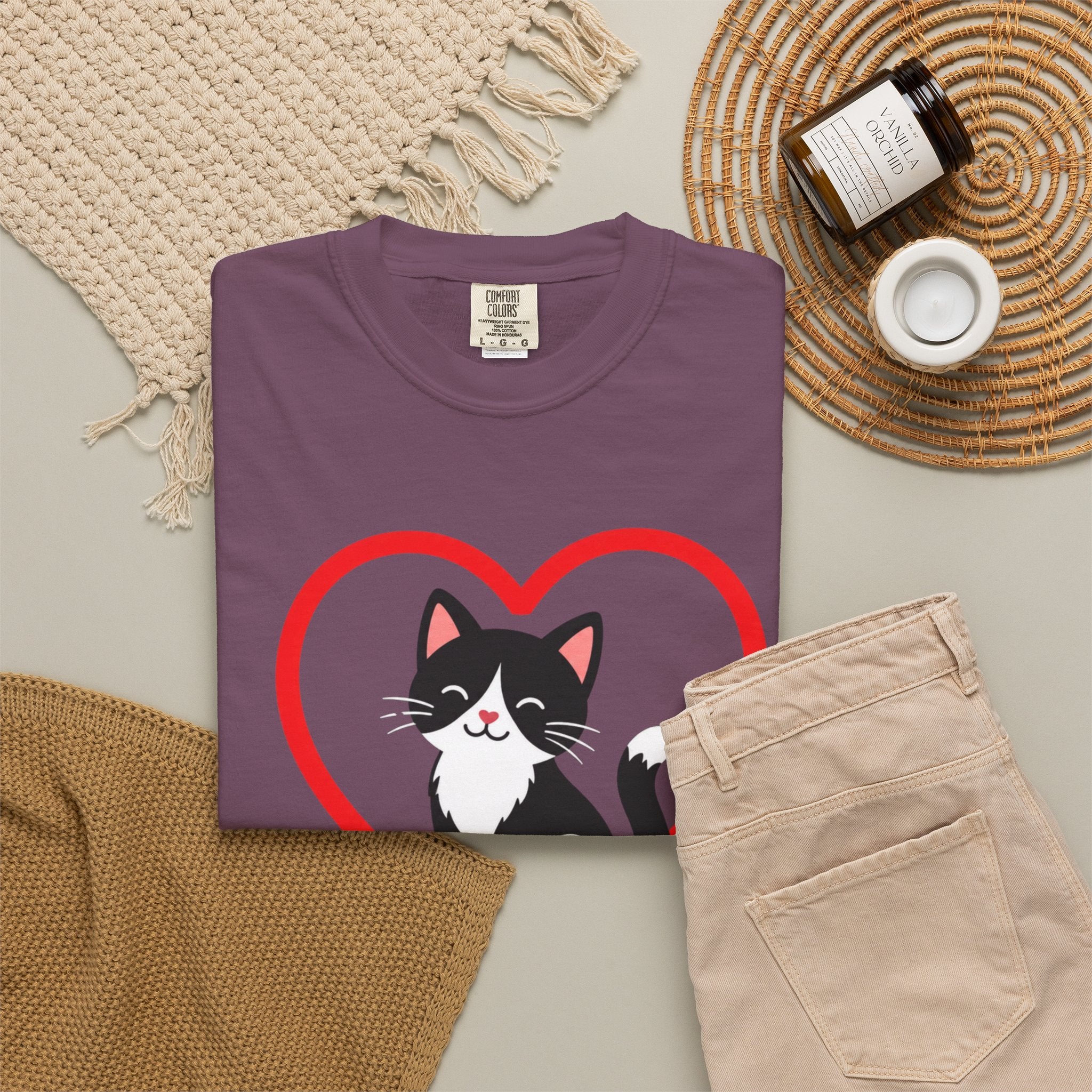 My Cat Is My Best Friend T-Shirt — Cute Black & White Cat Heart Graphic Tee