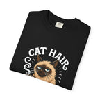 Cat Hair Don’t Care T-Shirt — Funny Coffee Cat Tee for Cat Lovers