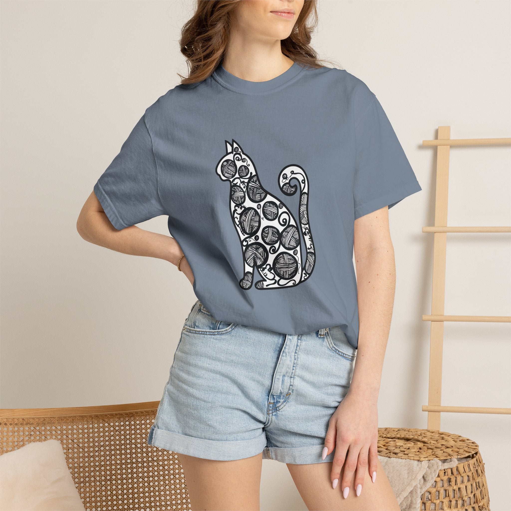 Curious Cat Doodle Art T-Shirt