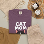 Cat Mom T-Shirt — Cute Tuxedo Kitten Holding Heart Graphic