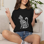 Curious Cat Doodle Art T-Shirt