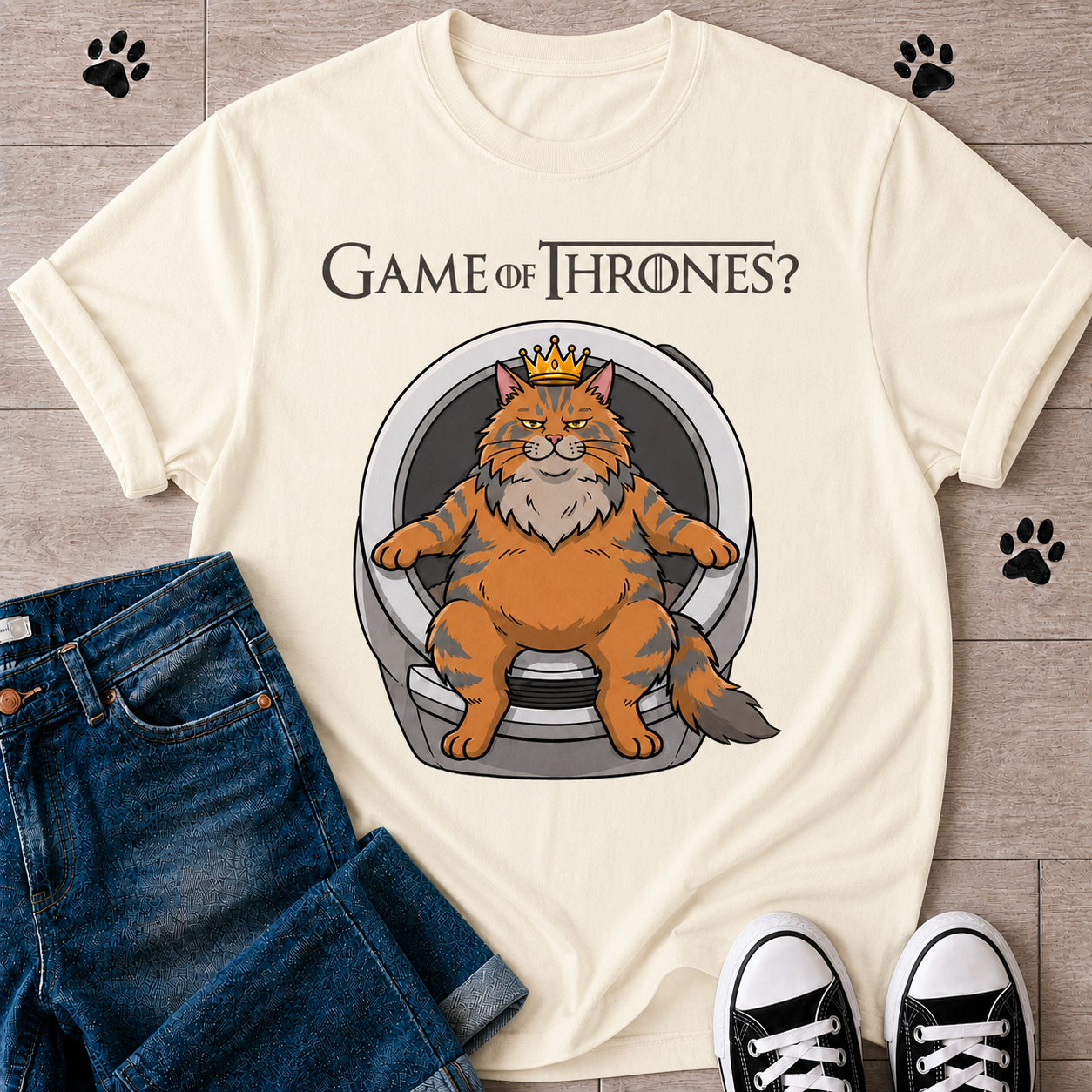Game of Thrones? Cat on Throne T-Shirt — Funny Fantasy Cat Tee