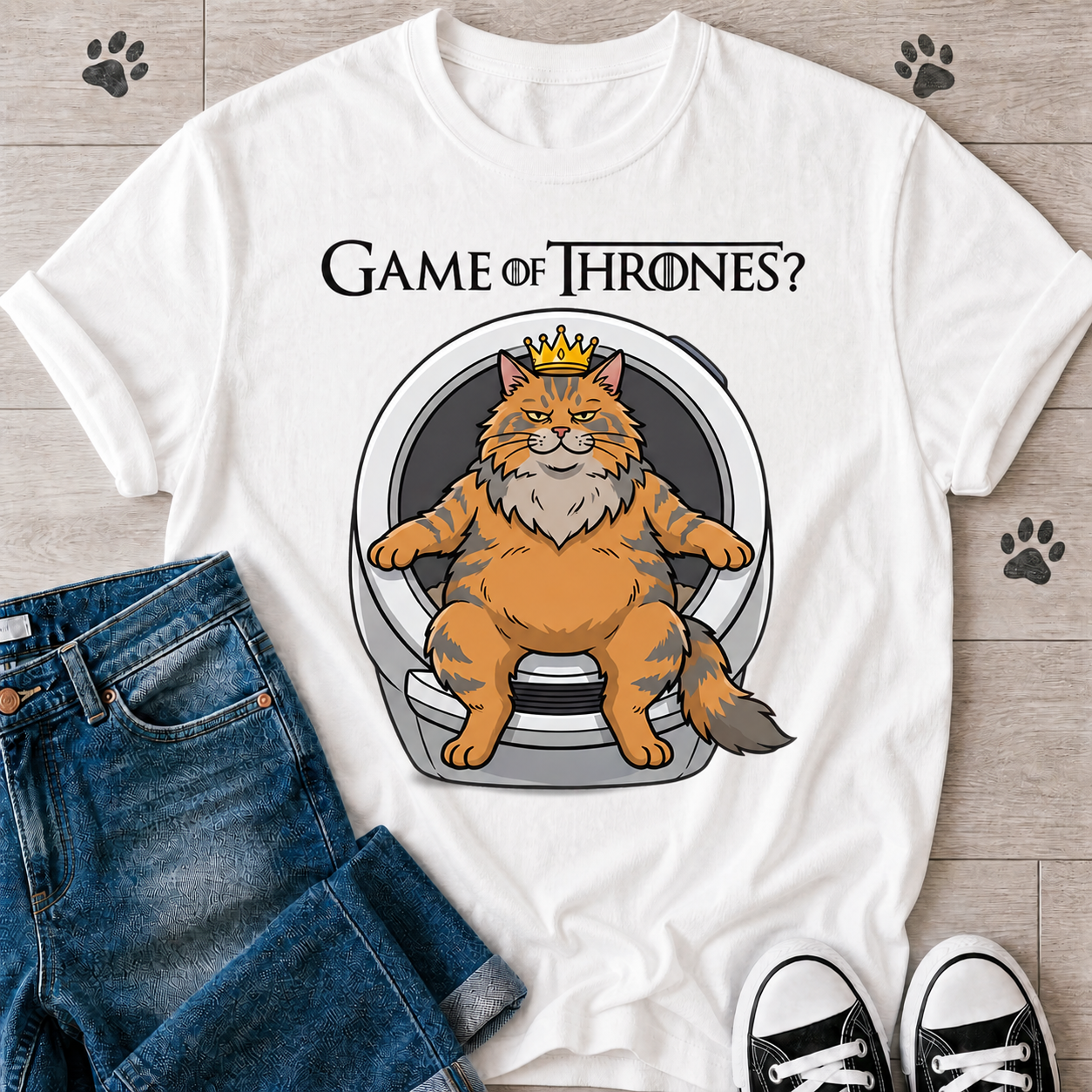 Game of Thrones? Cat on Throne T-Shirt — Funny Fantasy Cat Tee