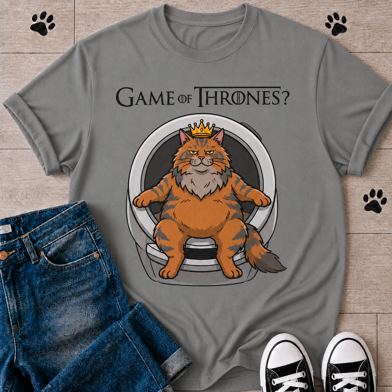 Game of Thrones? Cat on Throne T-Shirt — Funny Fantasy Cat Tee