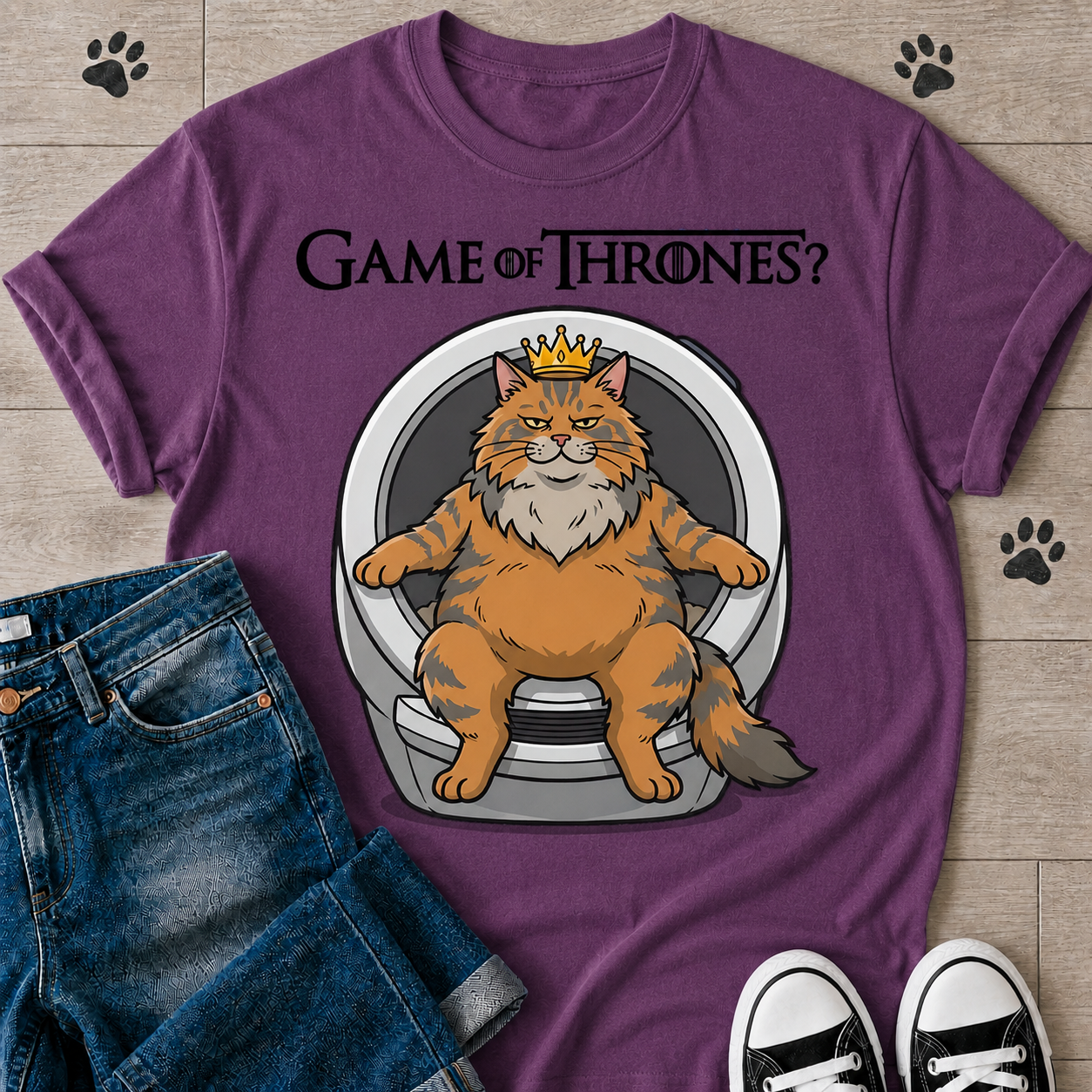 Game of Thrones? Cat on Throne T-Shirt — Funny Fantasy Cat Tee