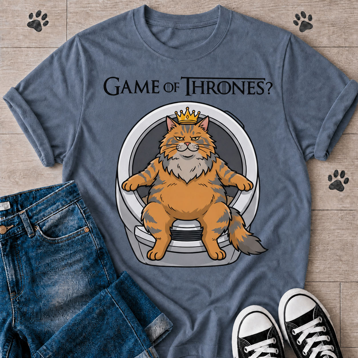 Game of Thrones? Cat on Throne T-Shirt — Funny Fantasy Cat Tee