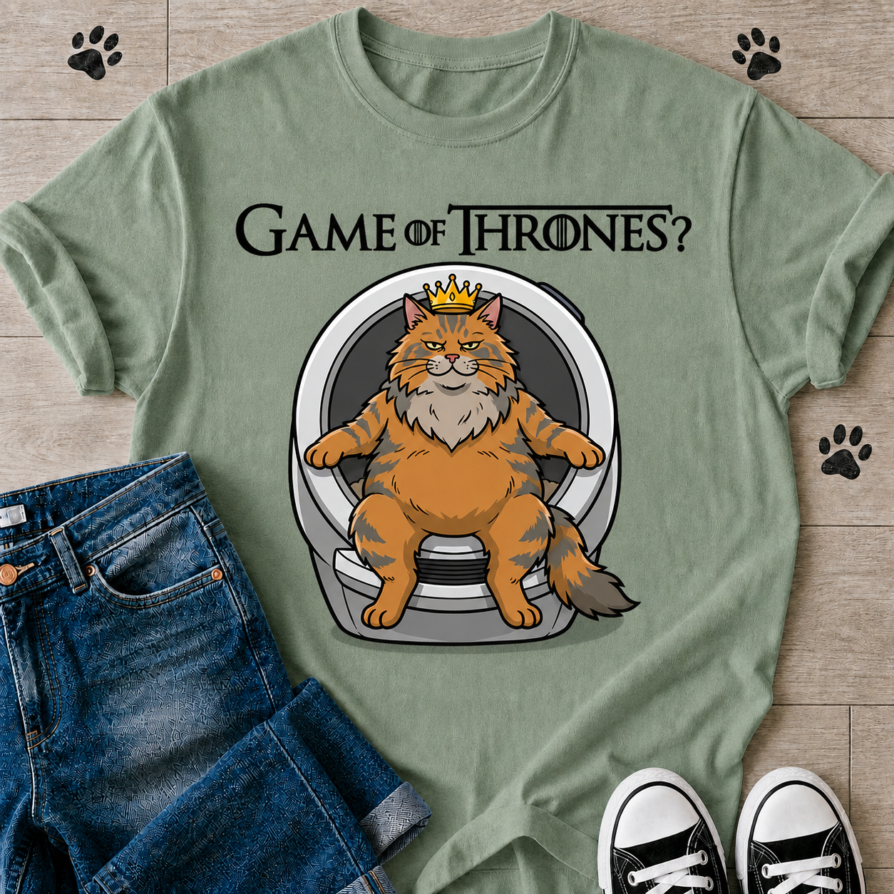 Game of Thrones? Cat on Throne T-Shirt — Funny Fantasy Cat Tee
