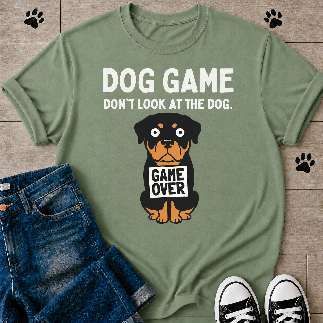 "Don't Look at the Dog" Rottweiler Dog Game T-Shirt
