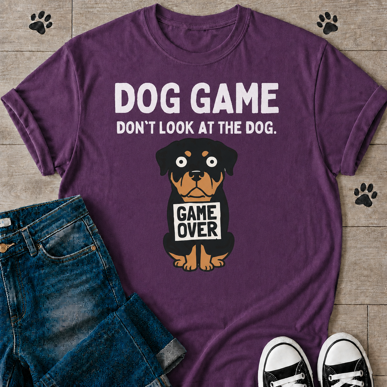"Don't Look at the Dog" Rottweiler Dog Game T-Shirt