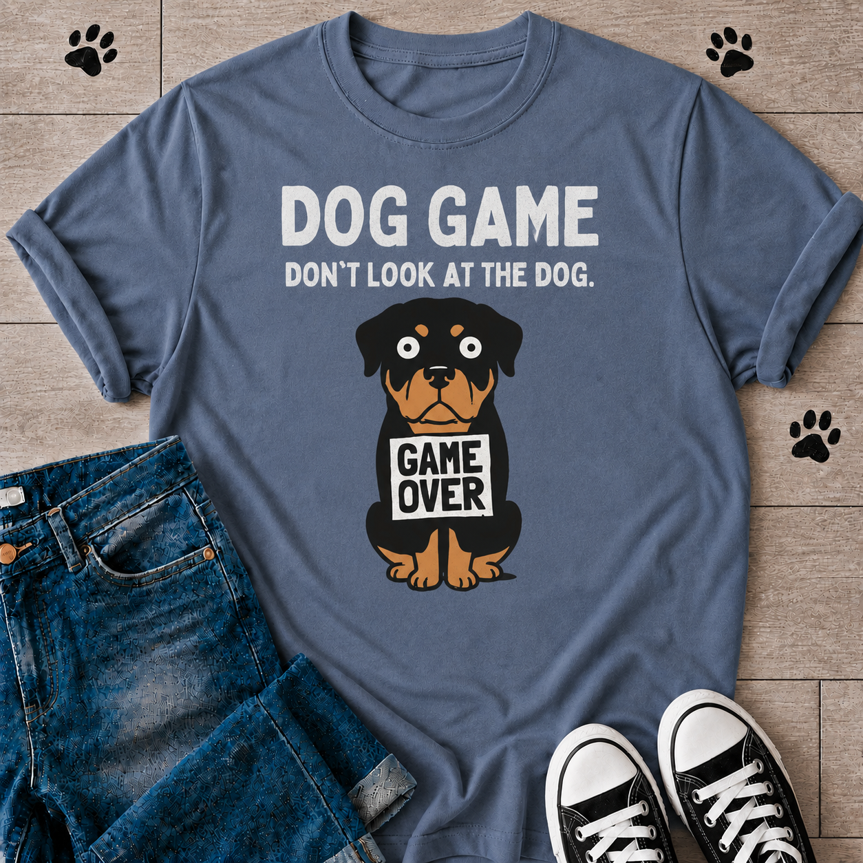 "Don't Look at the Dog" Rottweiler Dog Game T-Shirt