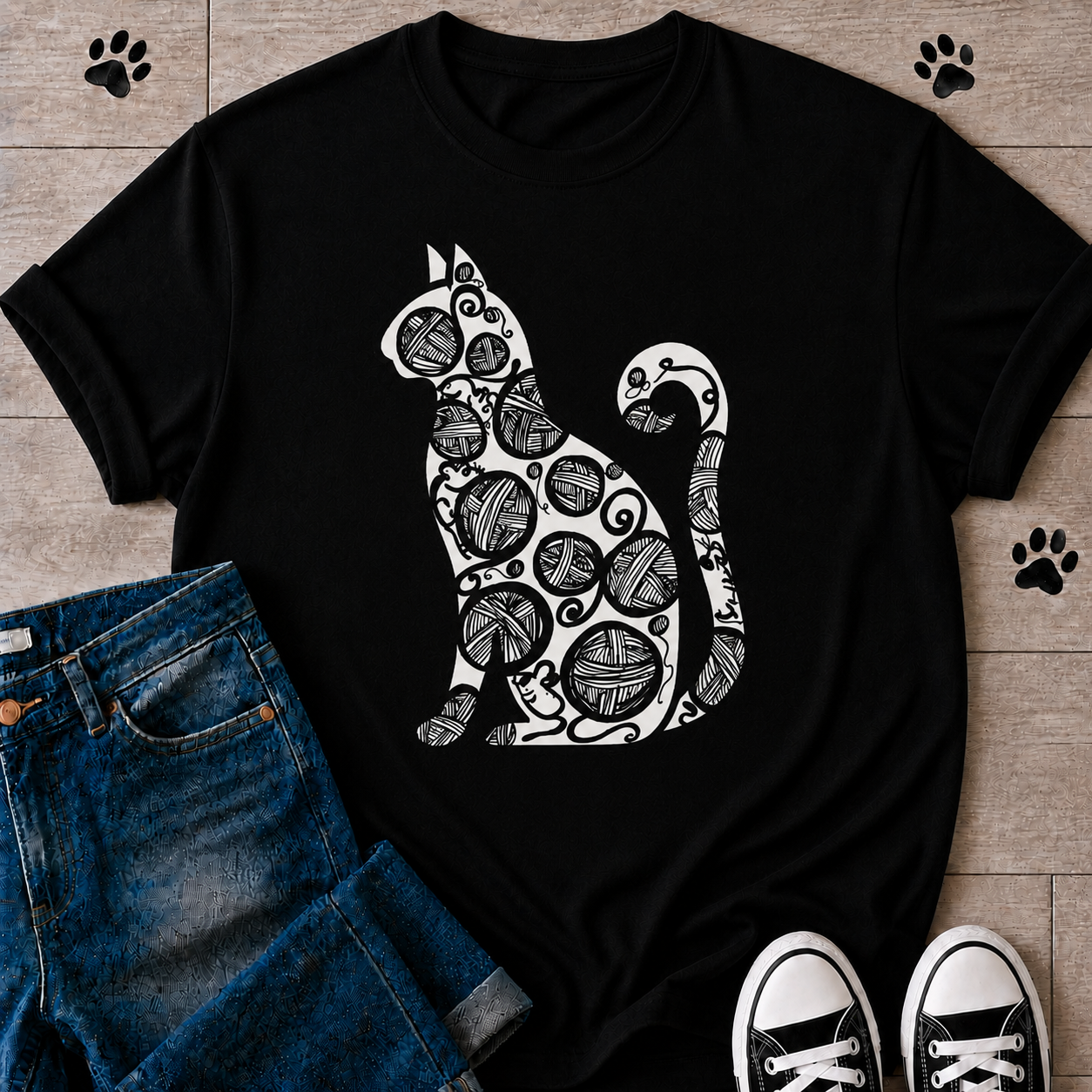Zen Doodle Cat-Tshirt Berry T-shirt