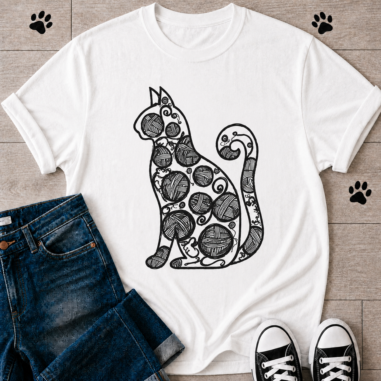 Zen Doodle Cat-Tshirt Berry T-shirt