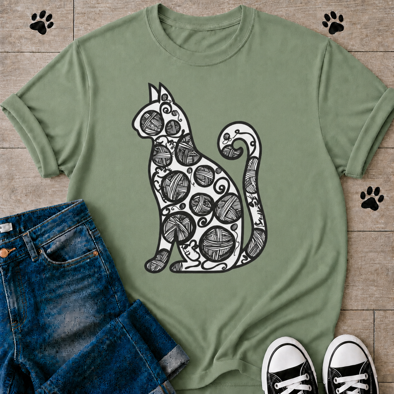 Zen Doodle Cat-Tshirt Berry T-shirt