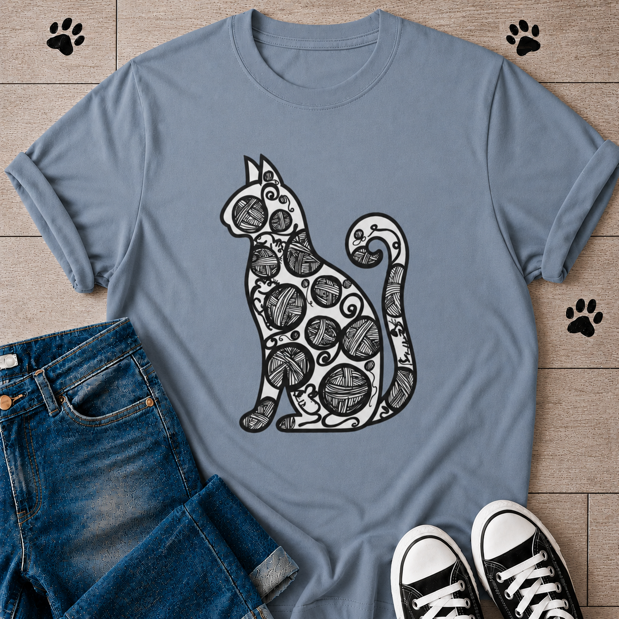 Zen Doodle Cat-Tshirt Berry T-shirt