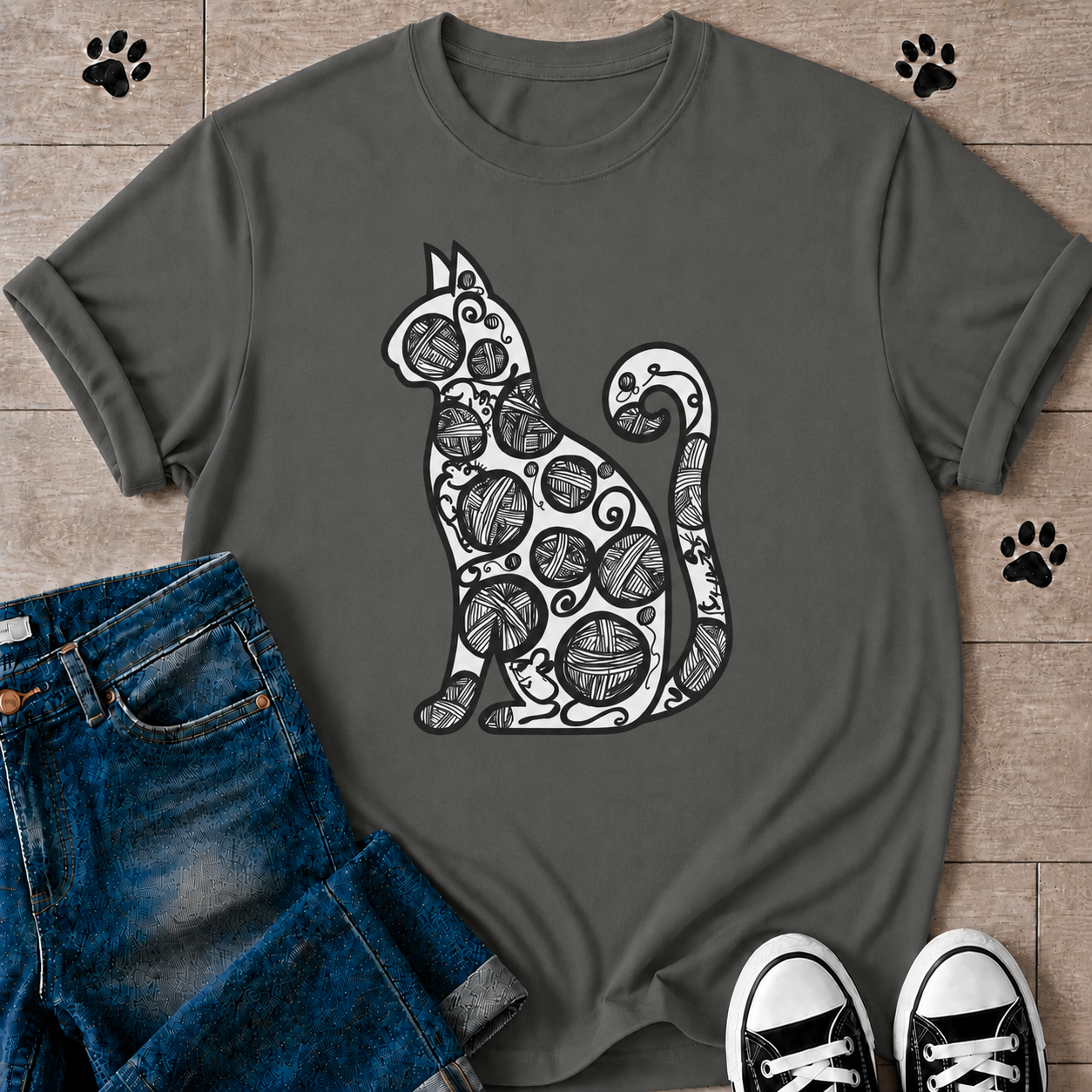 Zen Doodle Cat-Tshirt Berry T-shirt