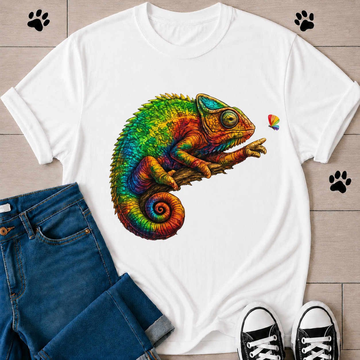 Chameleon Art T-Shirt — Colorful Reptile Graphic Tee