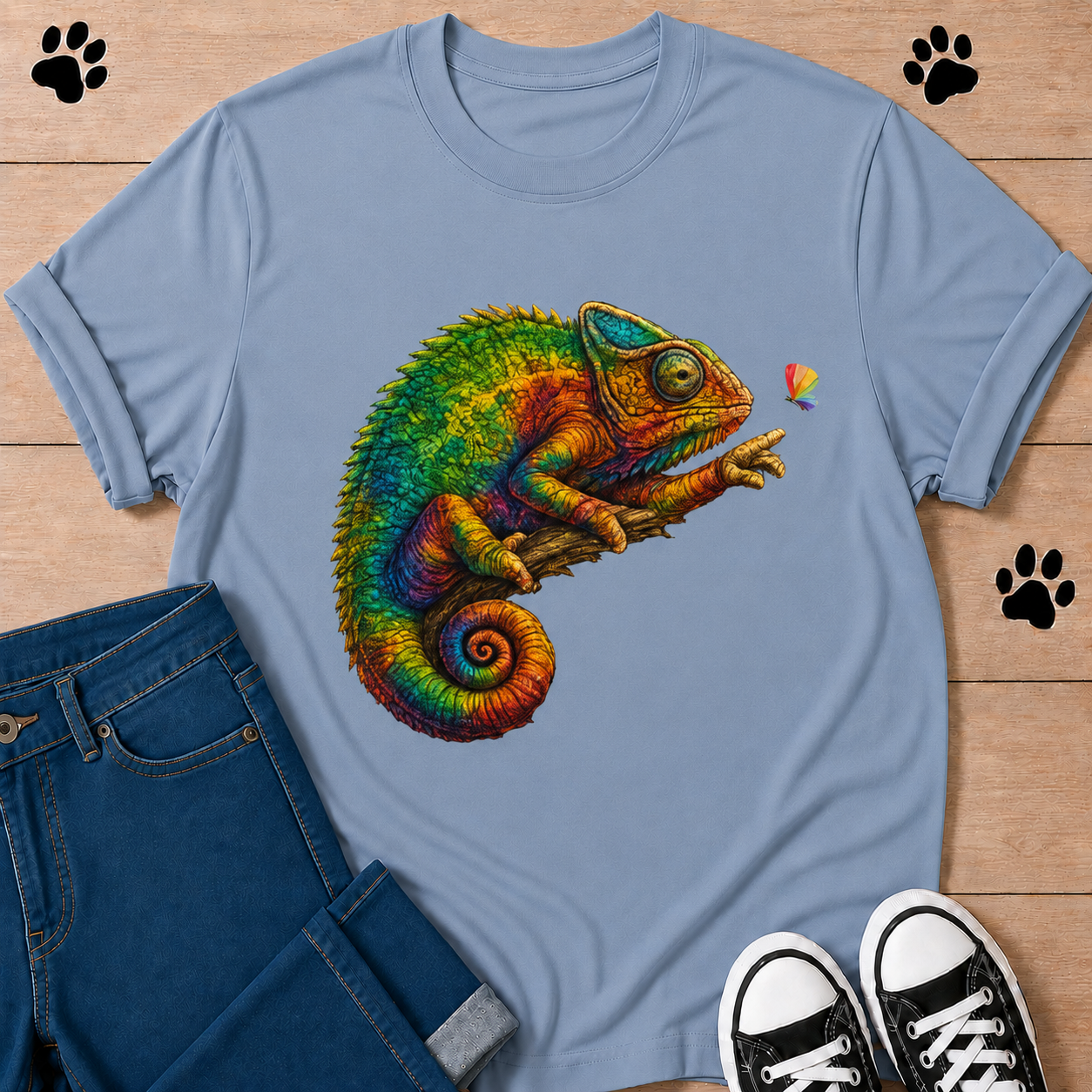 Chameleon Art T-Shirt — Colorful Reptile Graphic Tee