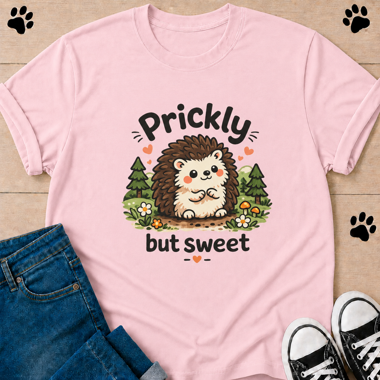 Prickly but Sweet Hedgehog T-Shirt — Cute Woodland Animal Tee