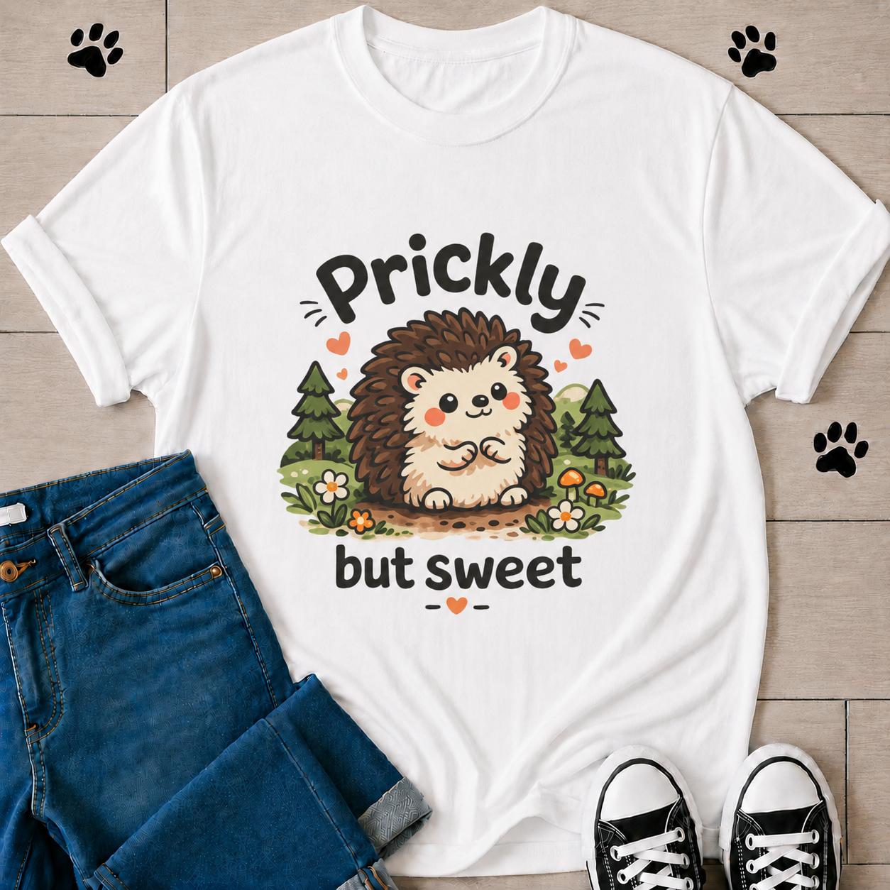 Prickly but Sweet Hedgehog T-Shirt — Cute Woodland Animal Tee