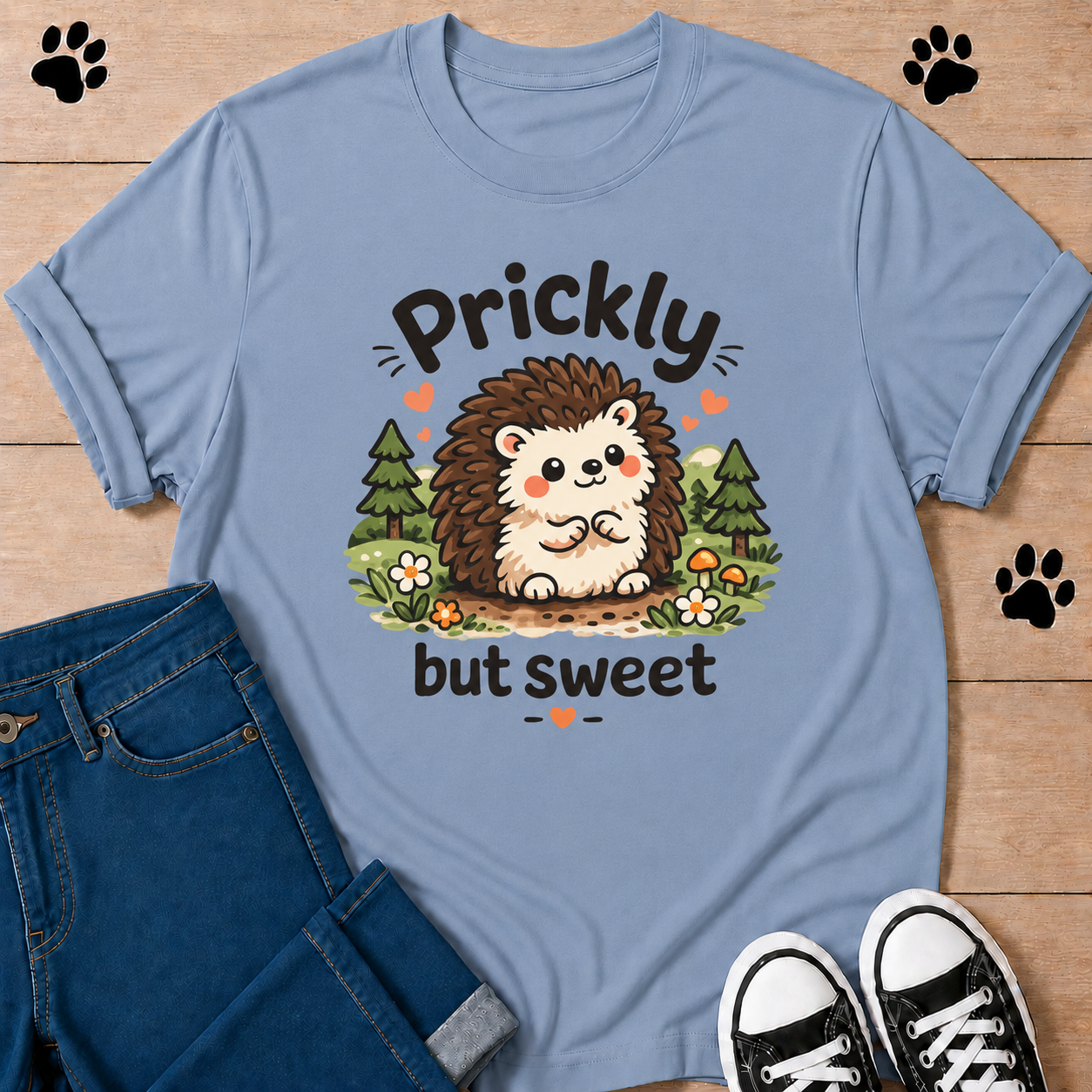 Prickly but Sweet Hedgehog T-Shirt — Cute Woodland Animal Tee