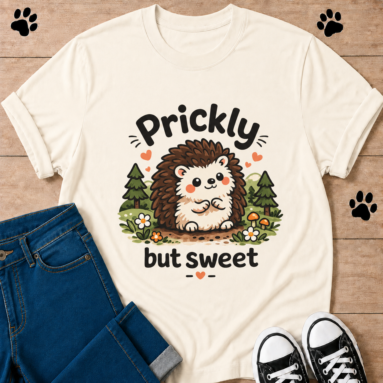 Prickly but Sweet Hedgehog T-Shirt — Cute Woodland Animal Tee