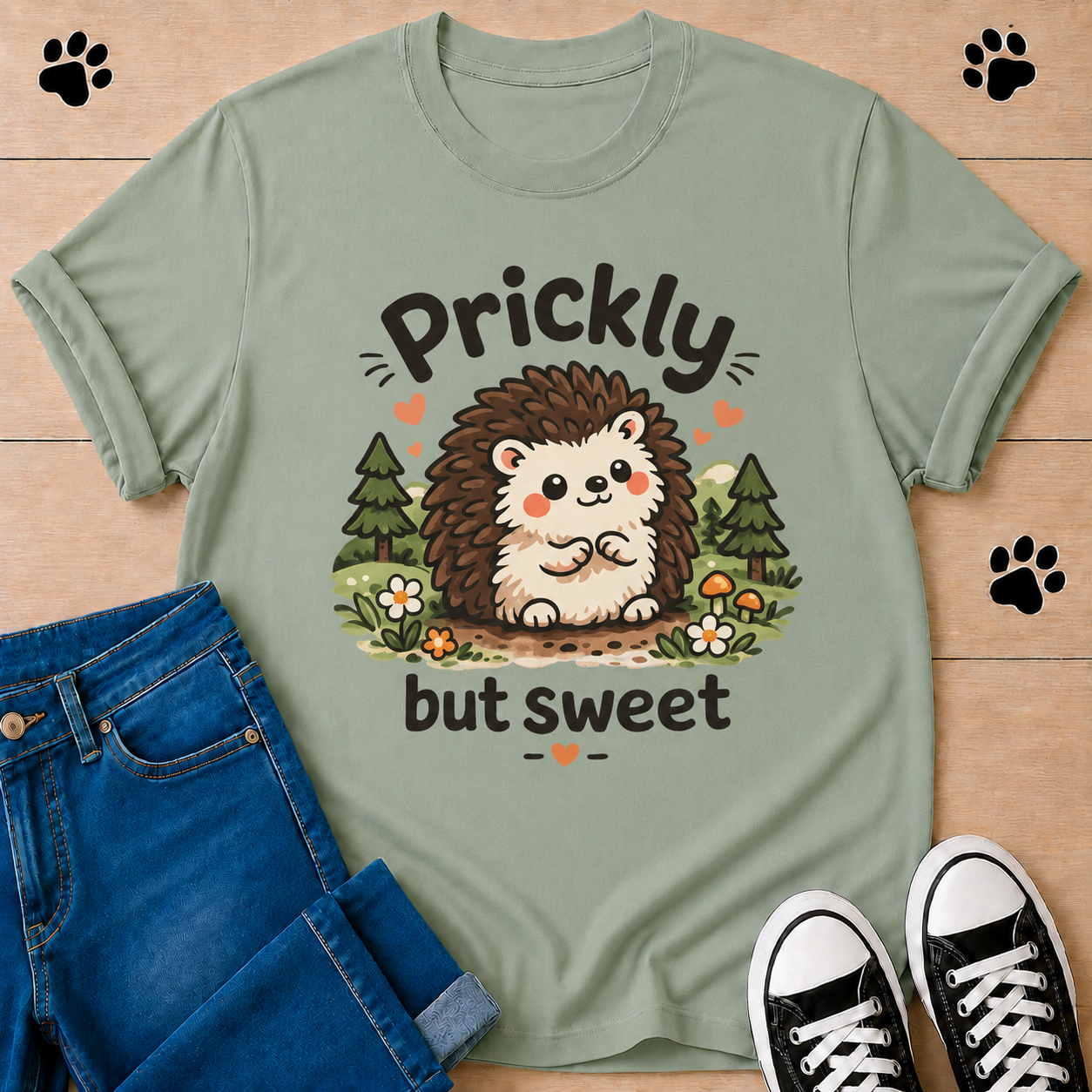 Prickly but Sweet Hedgehog T-Shirt — Cute Woodland Animal Tee