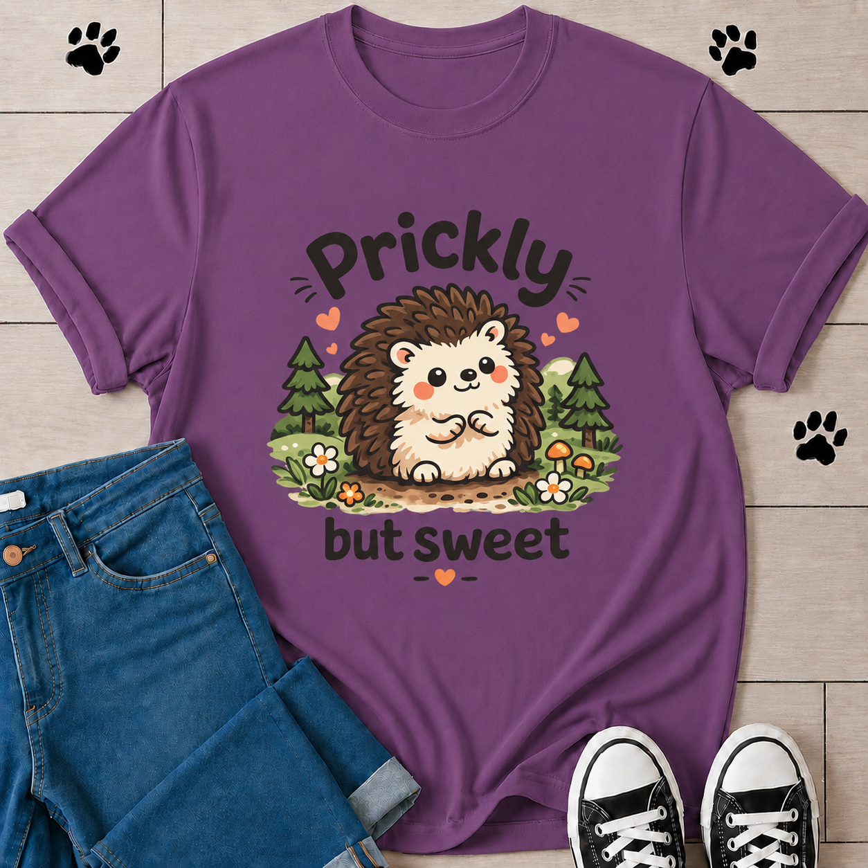 Prickly but Sweet Hedgehog T-Shirt — Cute Woodland Animal Tee