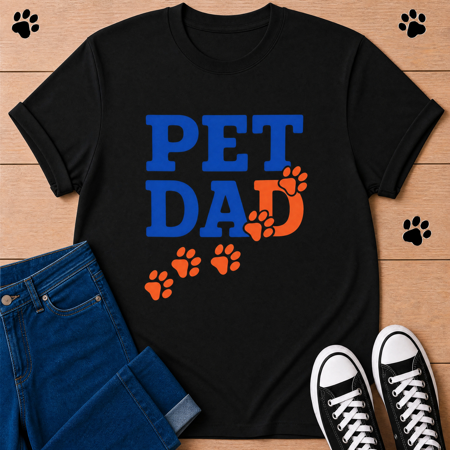 Pet Dad T-Shirt — Cute Paw Print Graphic Tee for Dog & Cat Owners