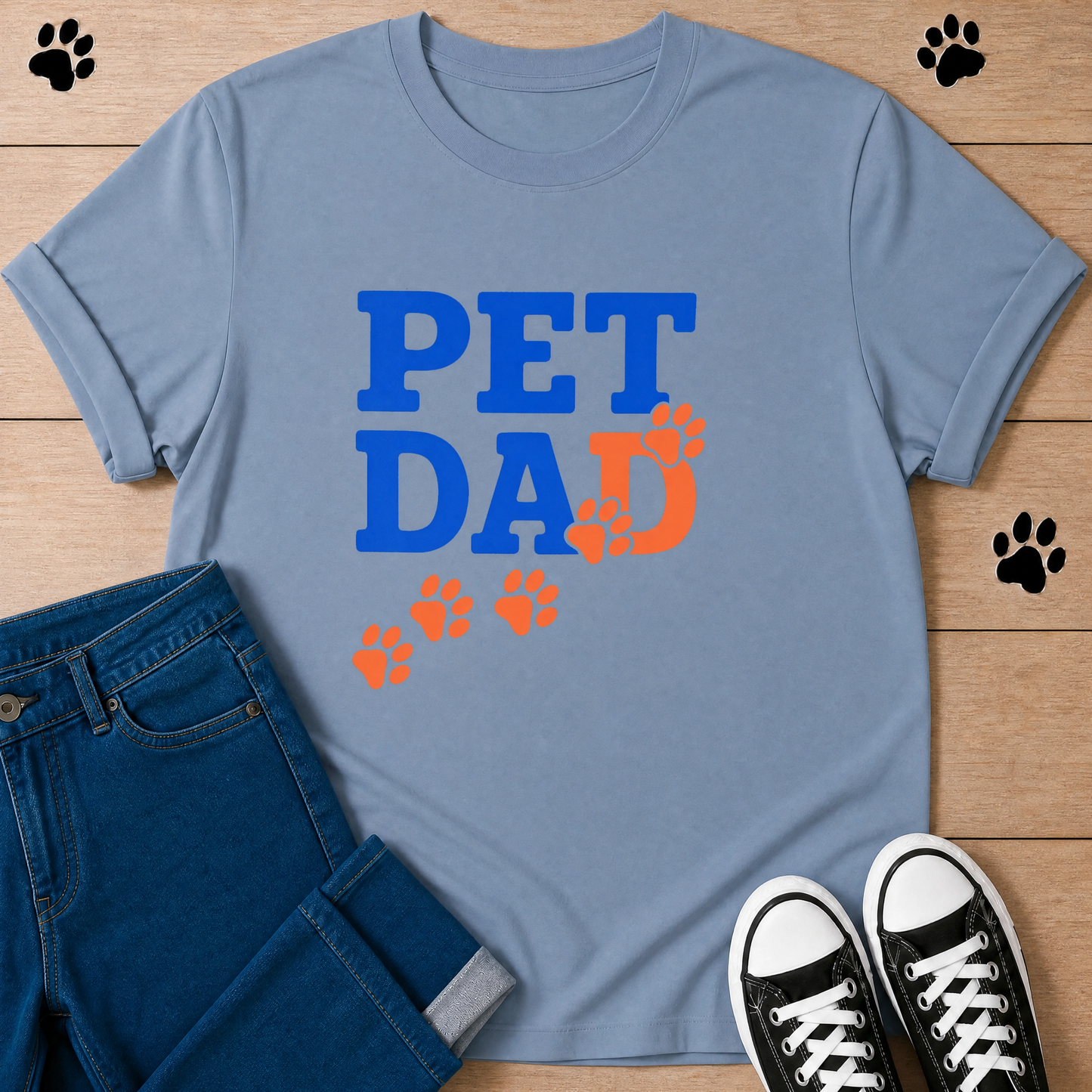 Pet Dad T-Shirt — Cute Paw Print Graphic Tee for Dog & Cat Owners