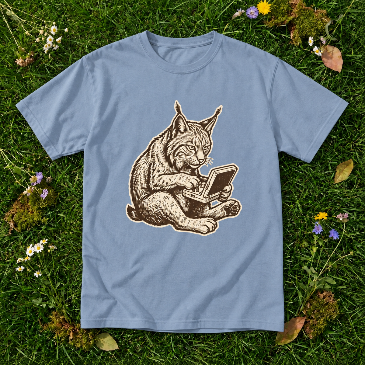 Retro Gamer Lynx Graphic T-Shirt | Funny Wild Cat Gaming Tee