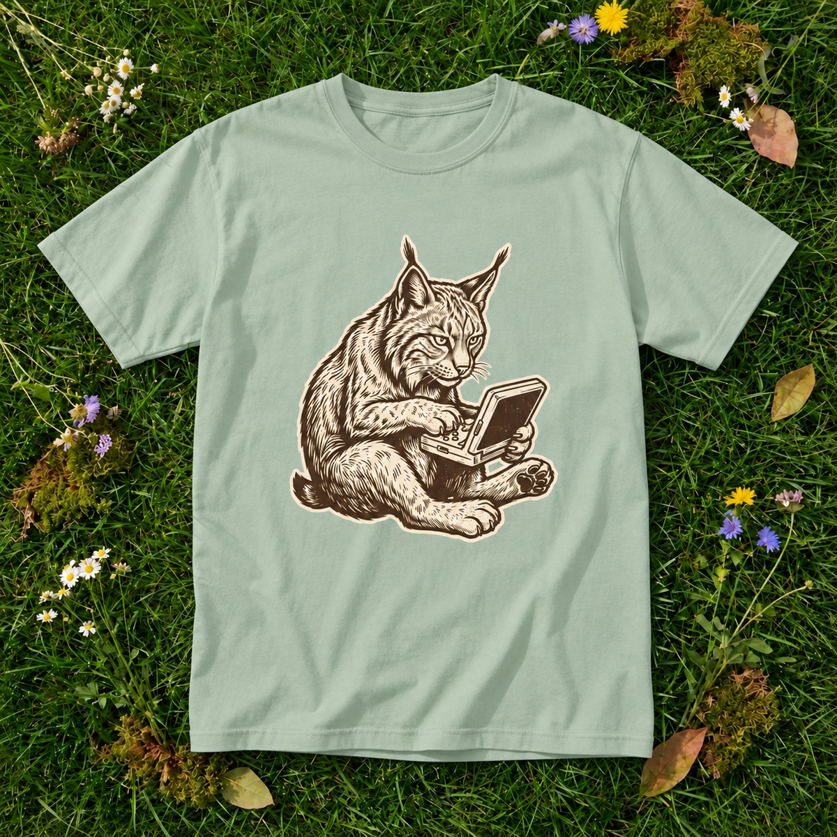 Retro Gamer Lynx Graphic T-Shirt | Funny Wild Cat Gaming Tee