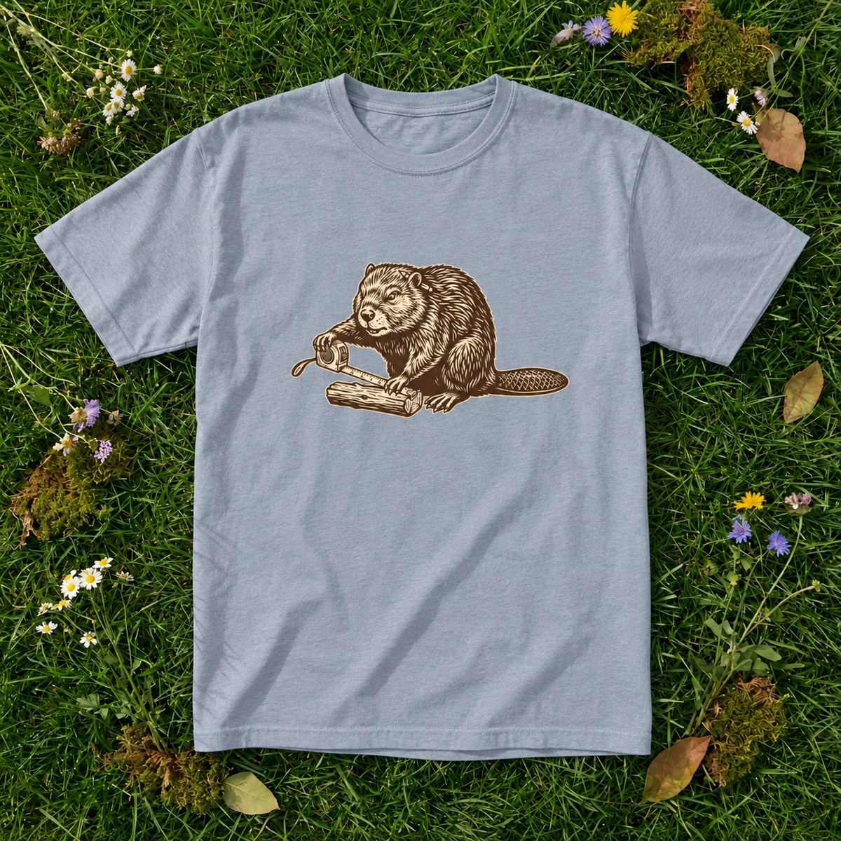 Measure Twice, Chew Once Beaver T-Shirt | Funny Canadian Wildlife Tee