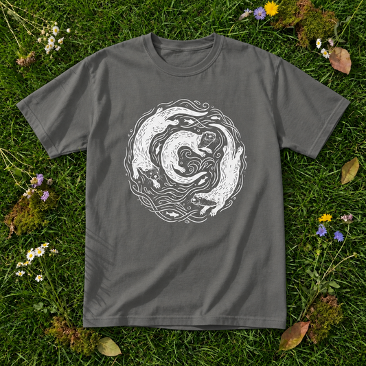 River Spirits Otter Circle T-Shirt – Nature Wildlife Graphic Tee