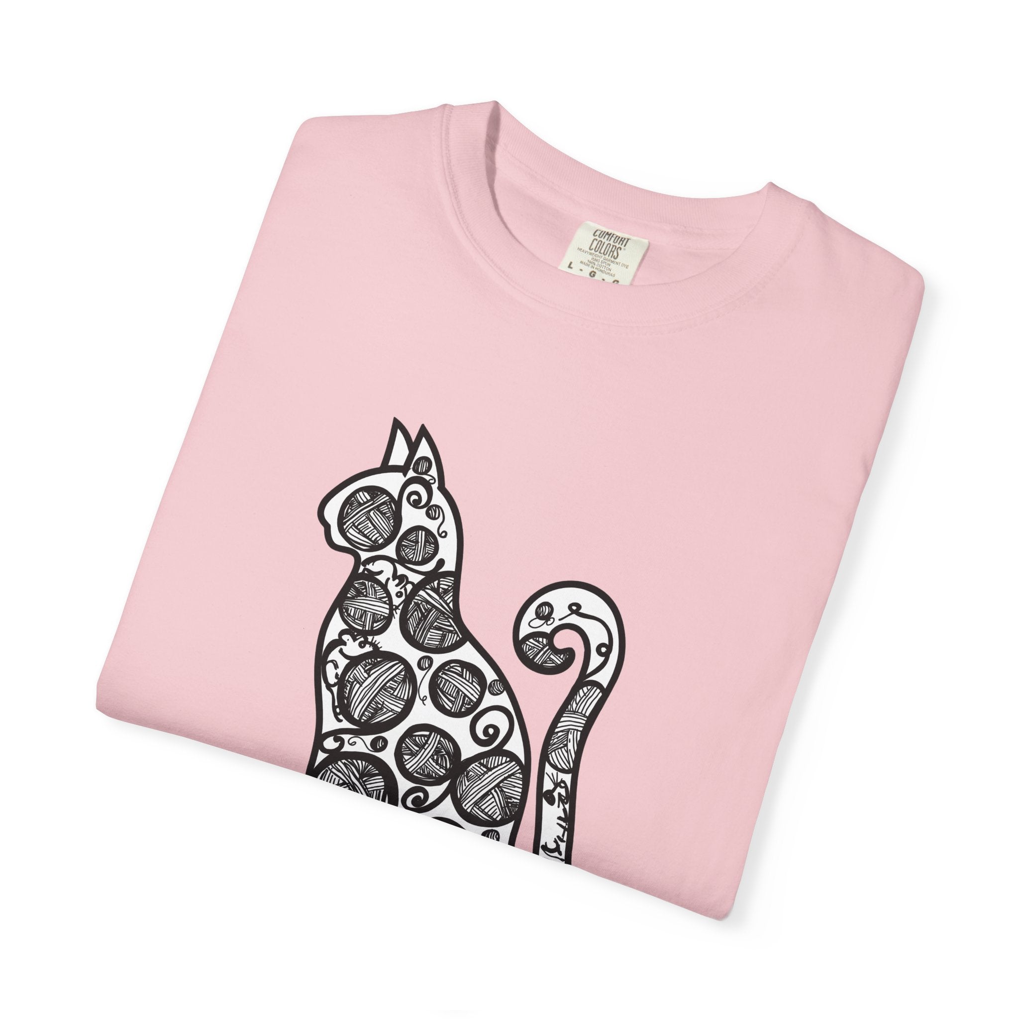 Curious Cat Doodle Art T-Shirt
