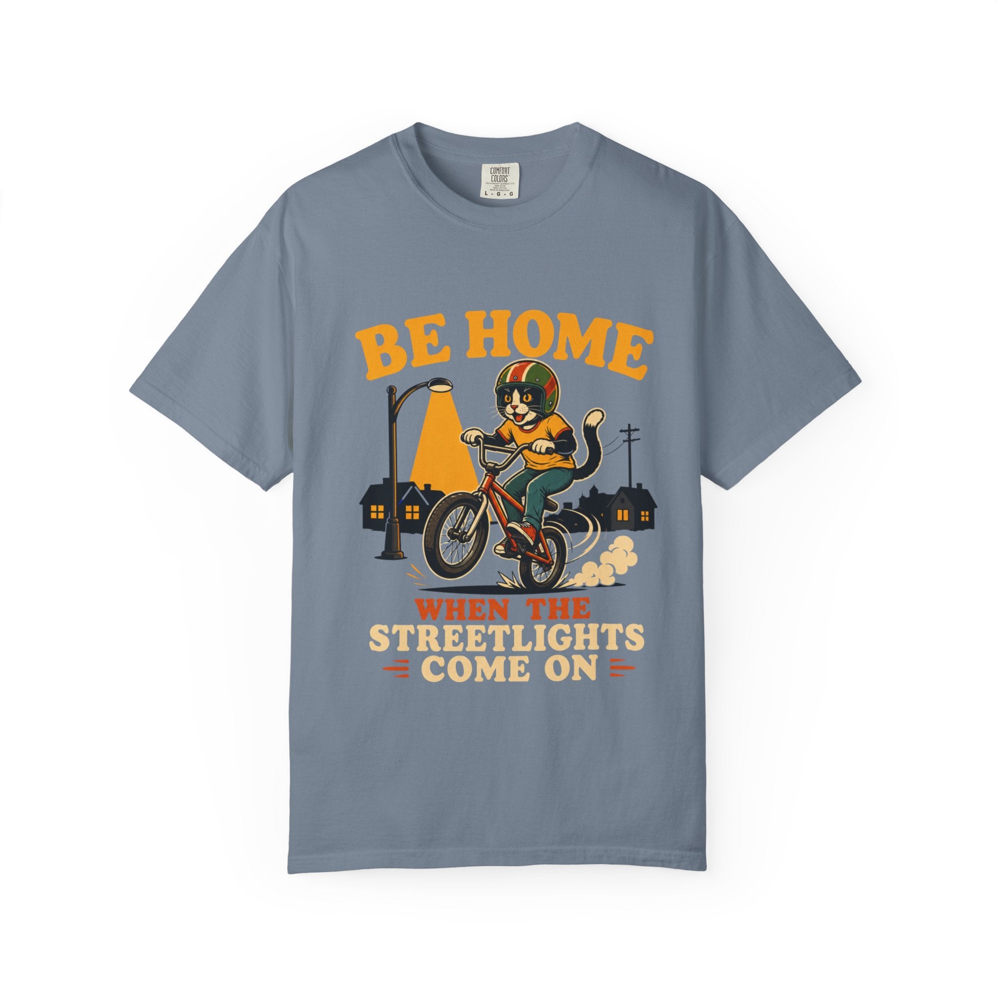 Be Home When the Streetlights Come On T-Shirt — Vintage Biker Night Ride Tee