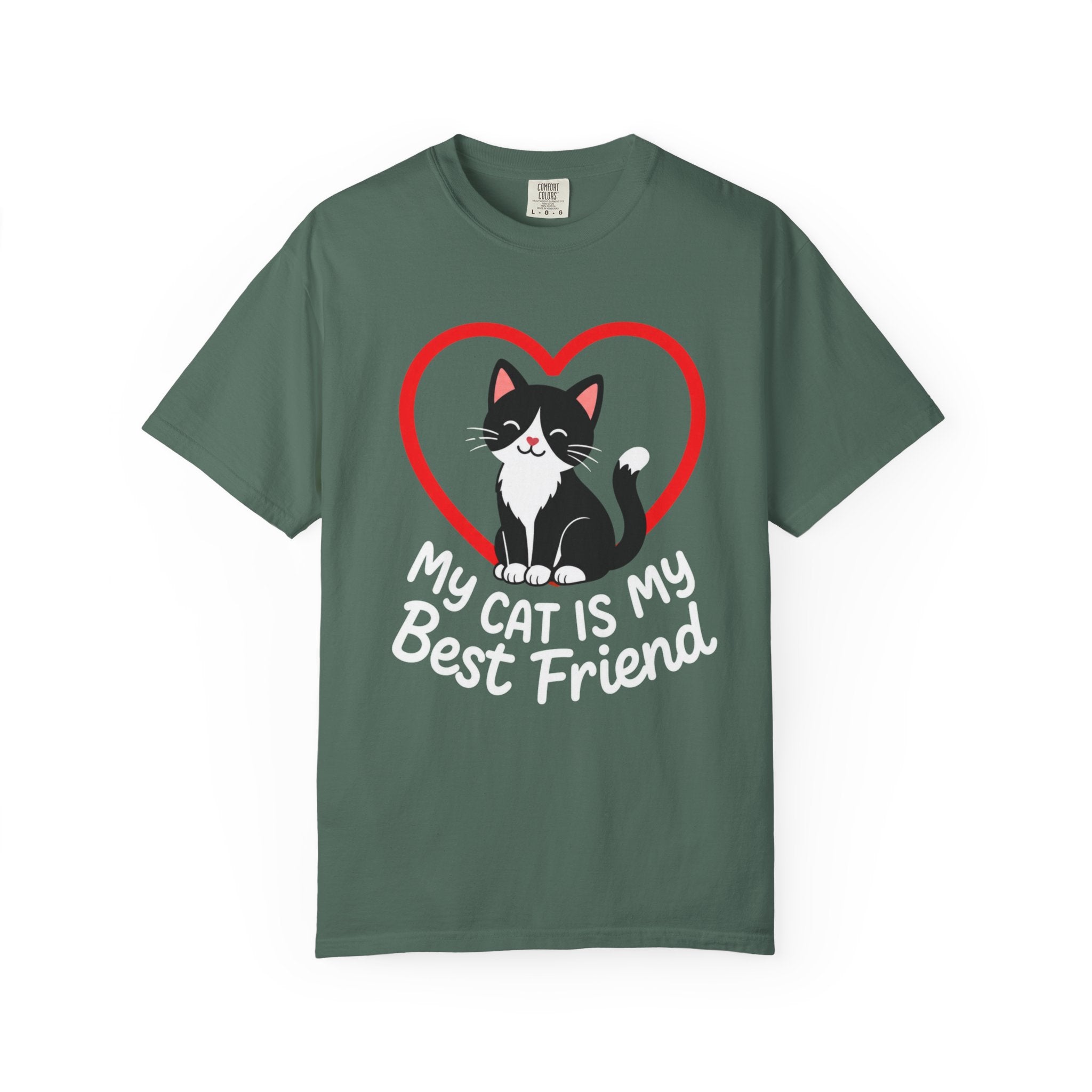 My Cat Is My Best Friend T-Shirt — Cute Black & White Cat Heart Graphic Tee