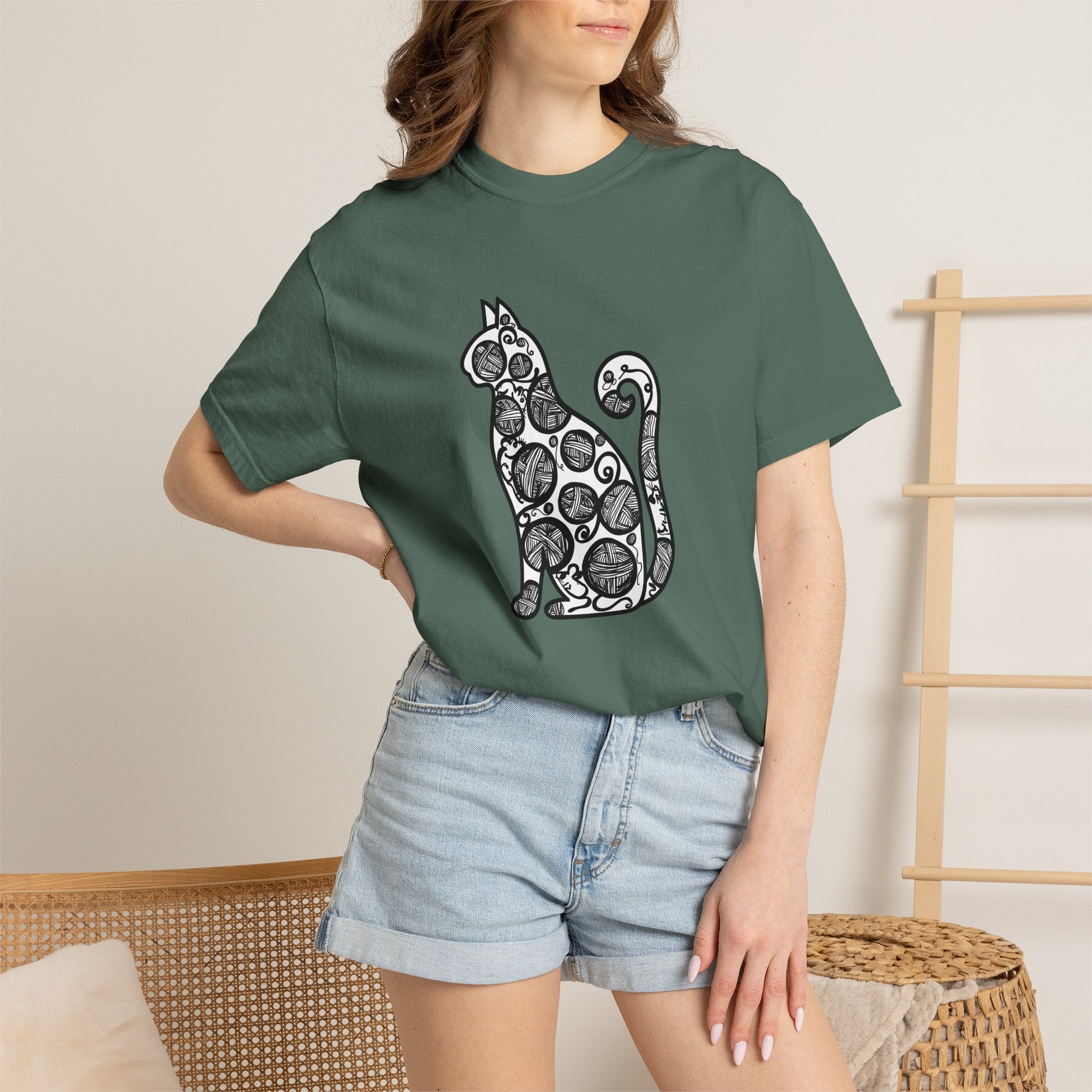 Curious Cat Doodle Art T-Shirt